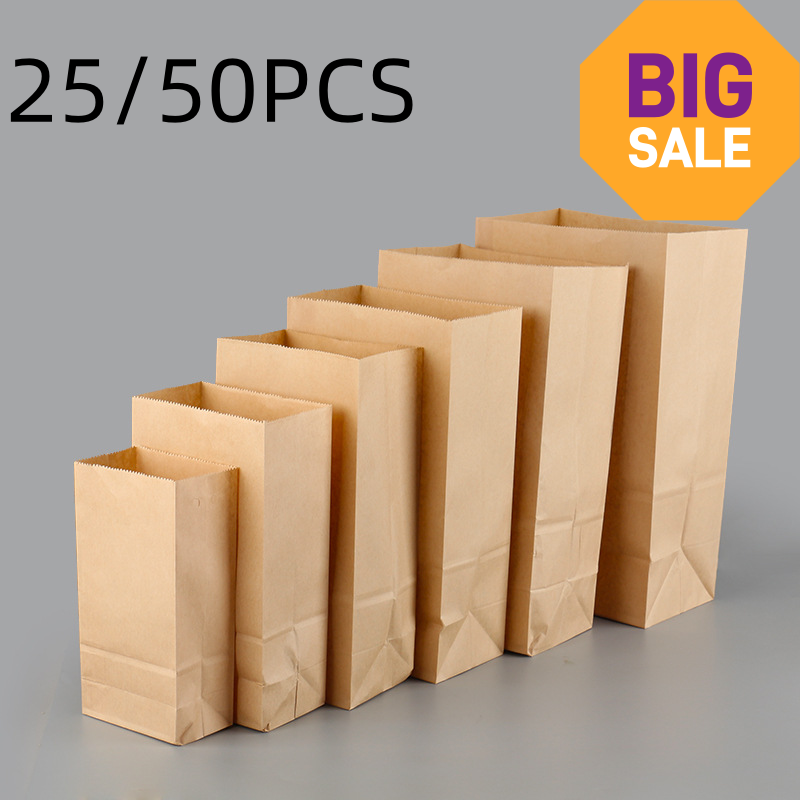 Food Storage Of Plants - 25/50pcs Sacos de Papel Kraft Marrom