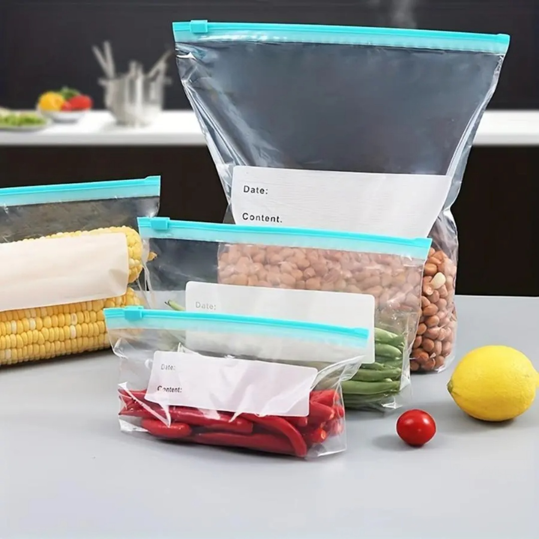 Food Storage Zipper Bags - 60 sacos reutilizáveis para geladeira, sacos