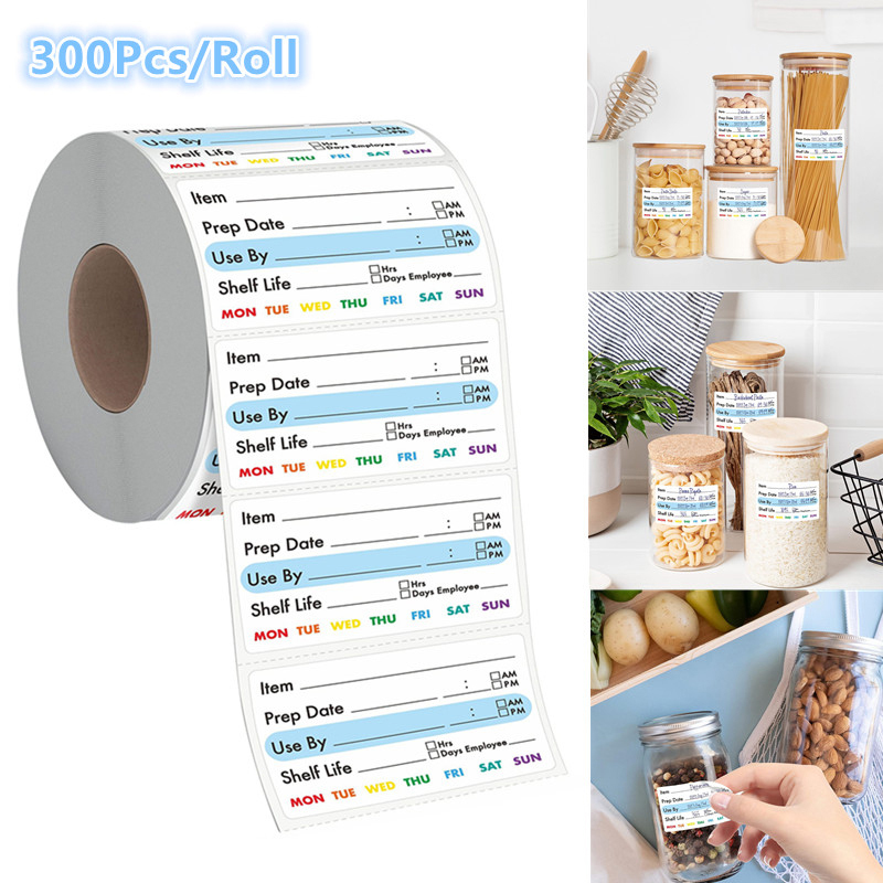 Food Storage Expiration Dates - Etiqueta adesiva para alimentos, 300 peças/rolo,