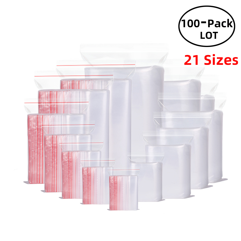 Food Storage Zipper Bags - 100 unidades/pacote sacos de bloqueio zip