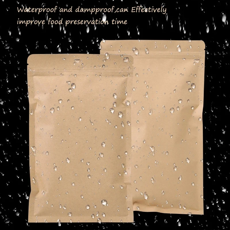 100PCS Bolsa de Papel Kraft Ma - Food Storage Zipper Bags avaliação e preço